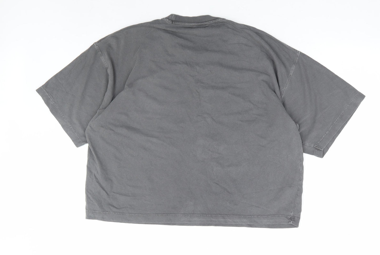 Topshop Womens Grey 100% Cotton Cropped T-Shirt Size S Round Neck - Valley City Dreams