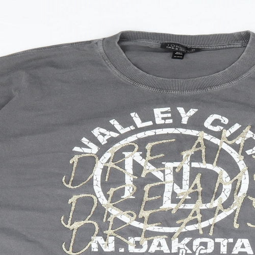 Topshop Womens Grey 100% Cotton Cropped T-Shirt Size S Round Neck - Valley City Dreams