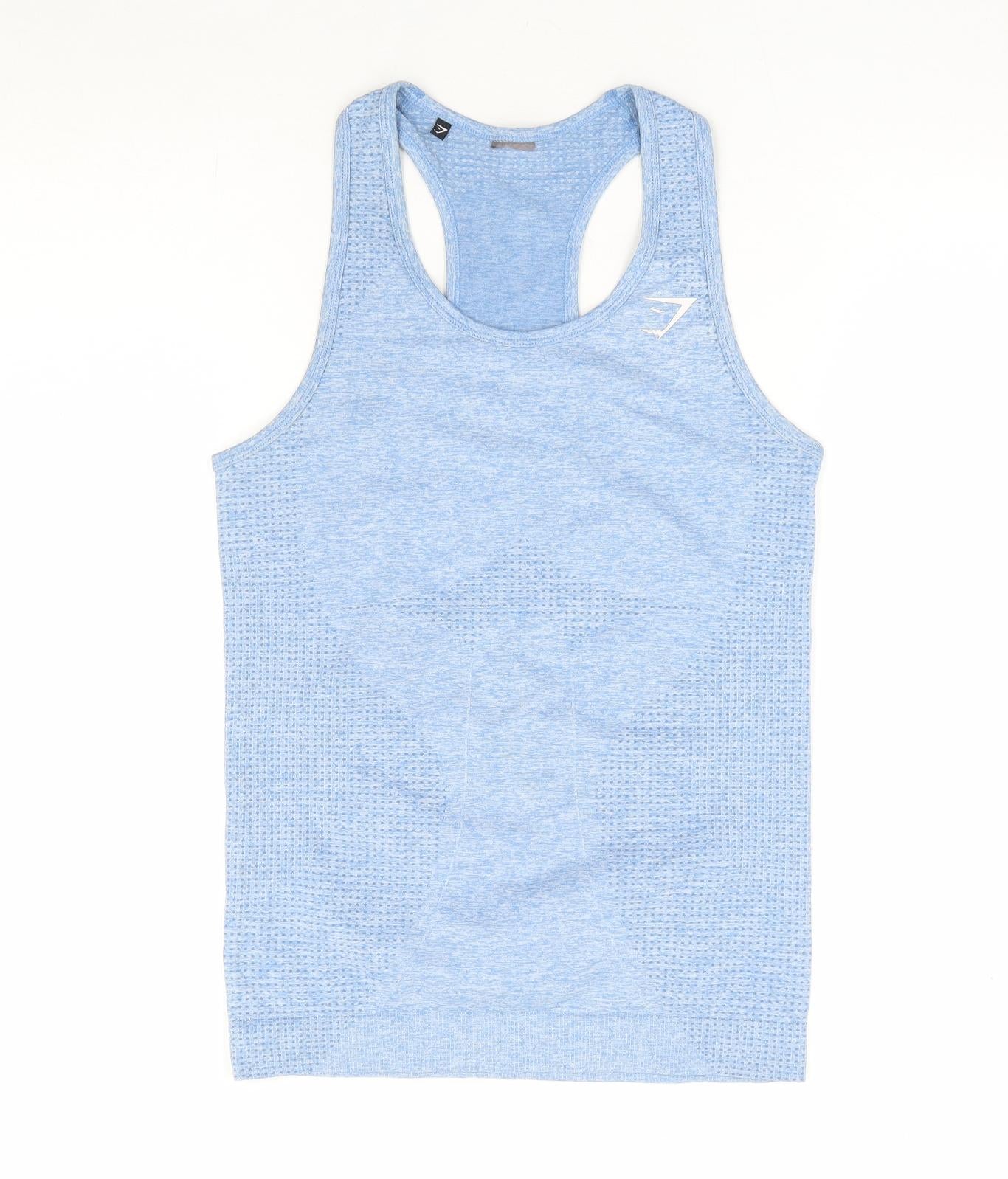 Gymshark Womens Blue Polyester Basic Tank Size S Scoop Neck Pullover