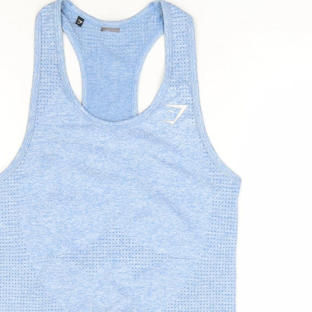Gymshark Womens Blue Polyester Basic Tank Size S Scoop Neck Pullover