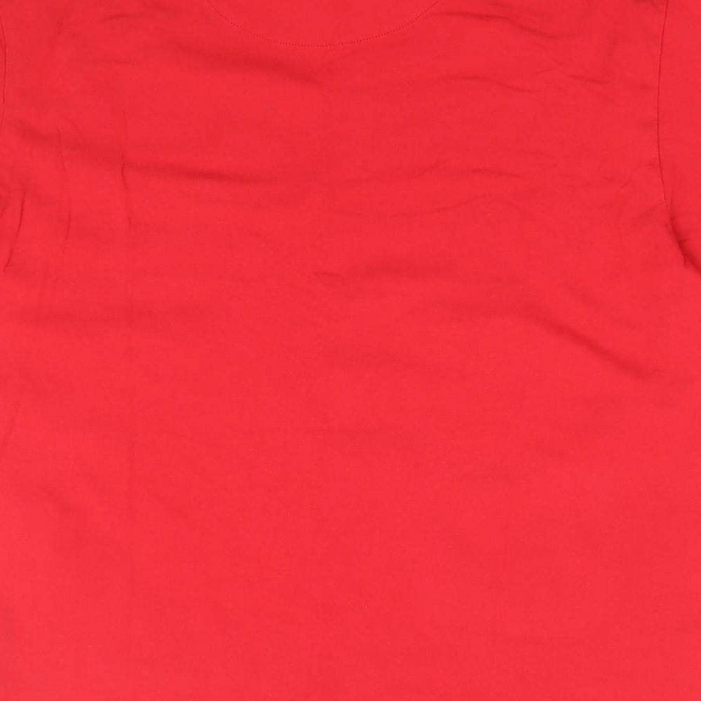GUESS Womens Red 100% Cotton Basic T-Shirt Size S Round Neck