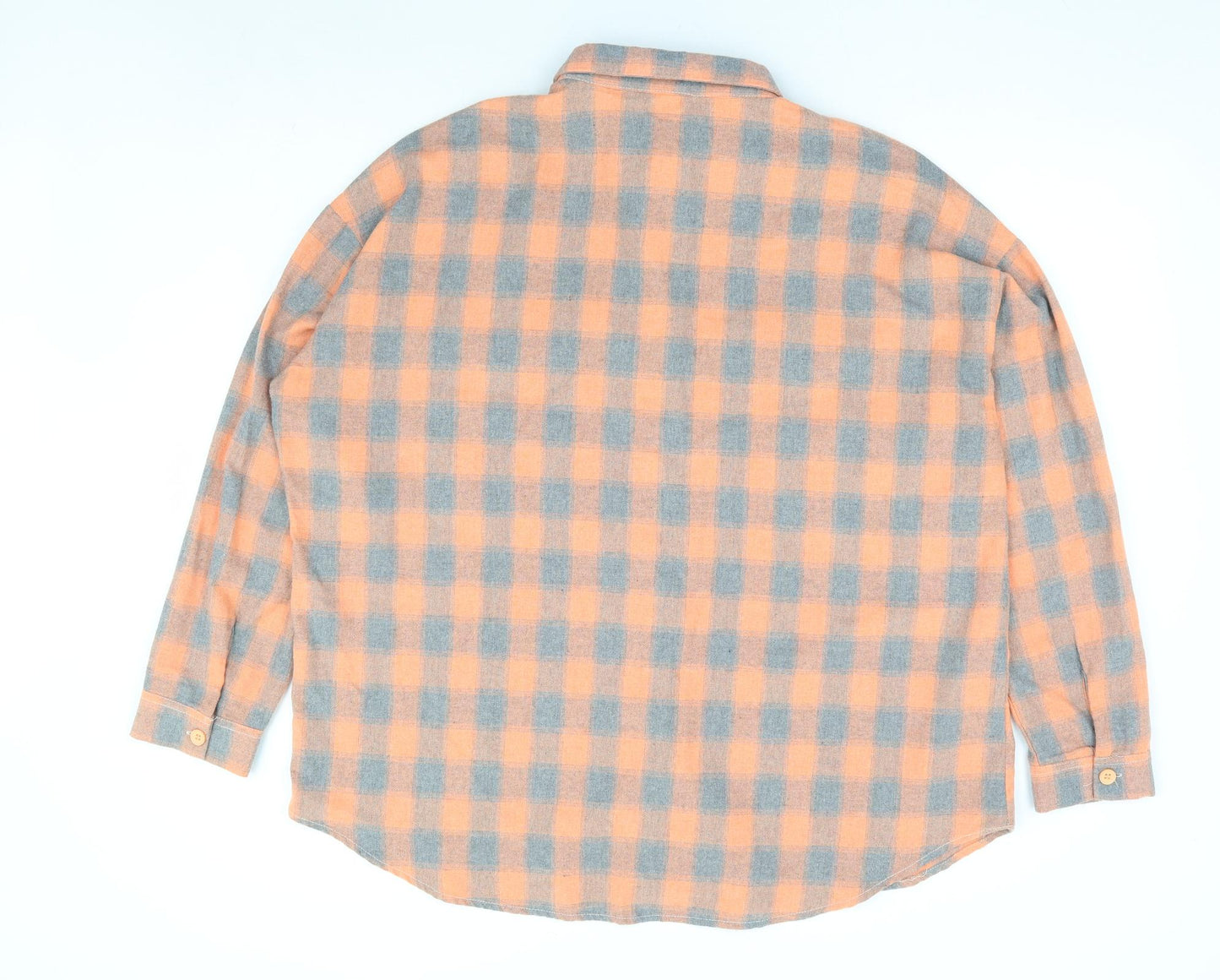 Heartbreak Womens Orange Check Polyester Jersey Button-Up Size 12 Collared