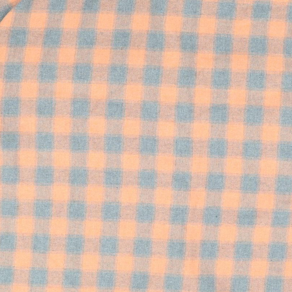 Heartbreak Womens Orange Check Polyester Jersey Button-Up Size 12 Collared