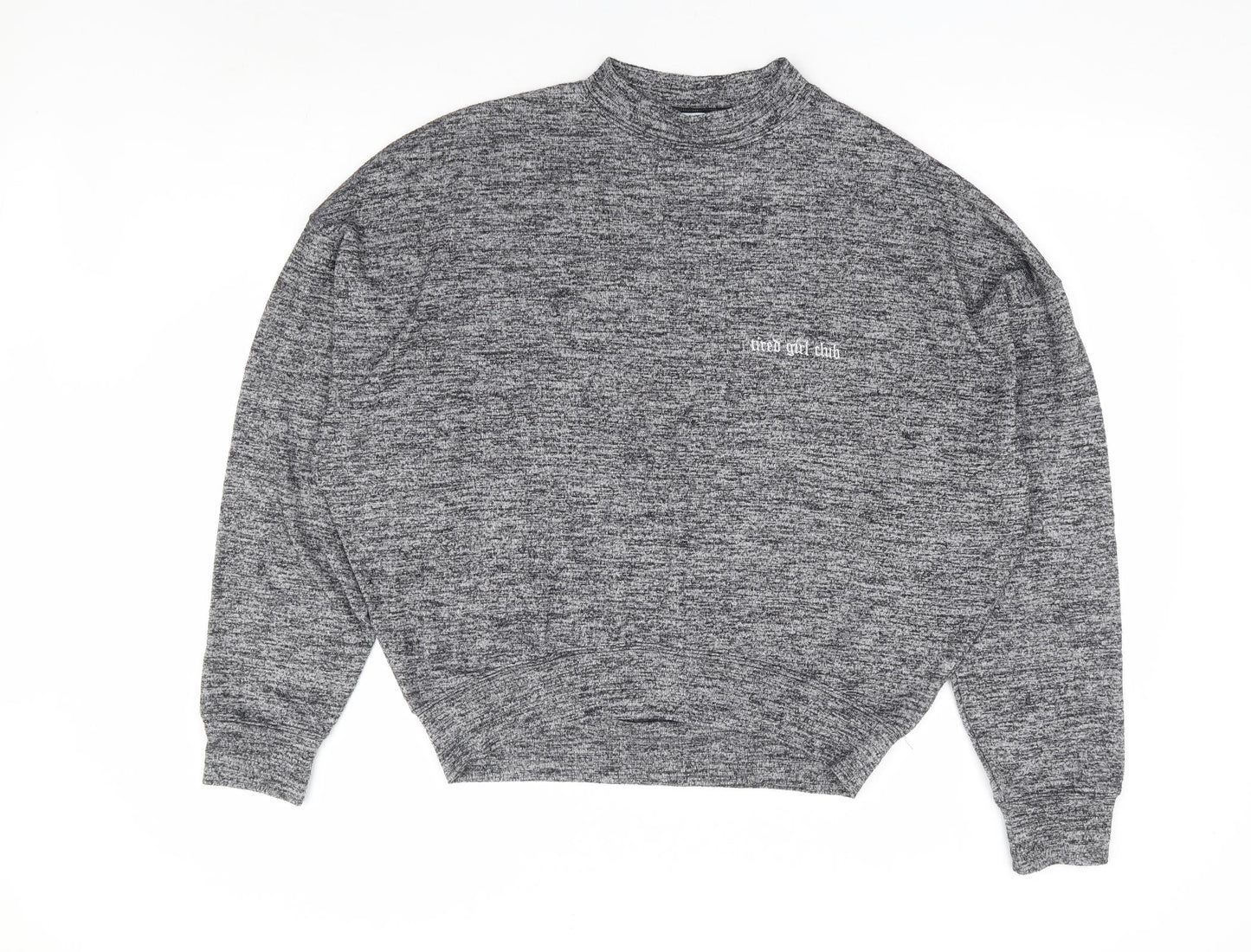 J Genevieve Womens Grey Polyester Pullover Sweatshirt Size L Pullover - Tired Girl Club, Batwing
