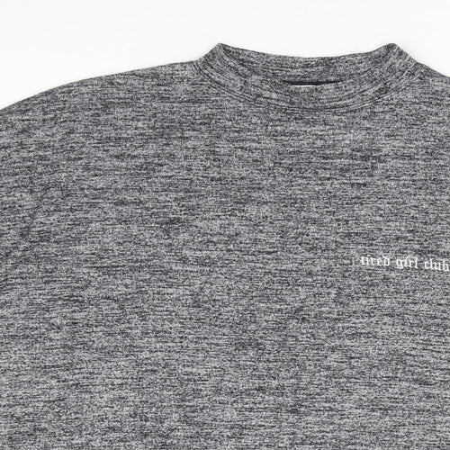 J Genevieve Womens Grey Polyester Pullover Sweatshirt Size L Pullover - Tired Girl Club, Batwing