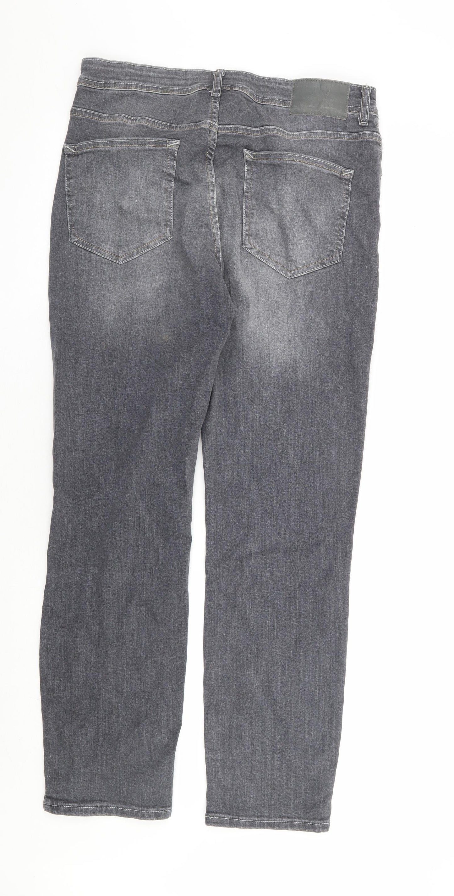 Primark Mens Grey Cotton Straight Jeans Size 32 in L30 in Regular Button - Short Length