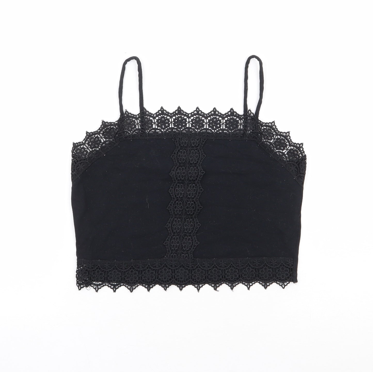 Primark Womens Black Cotton Camisole Tank Size 6 Square Neck