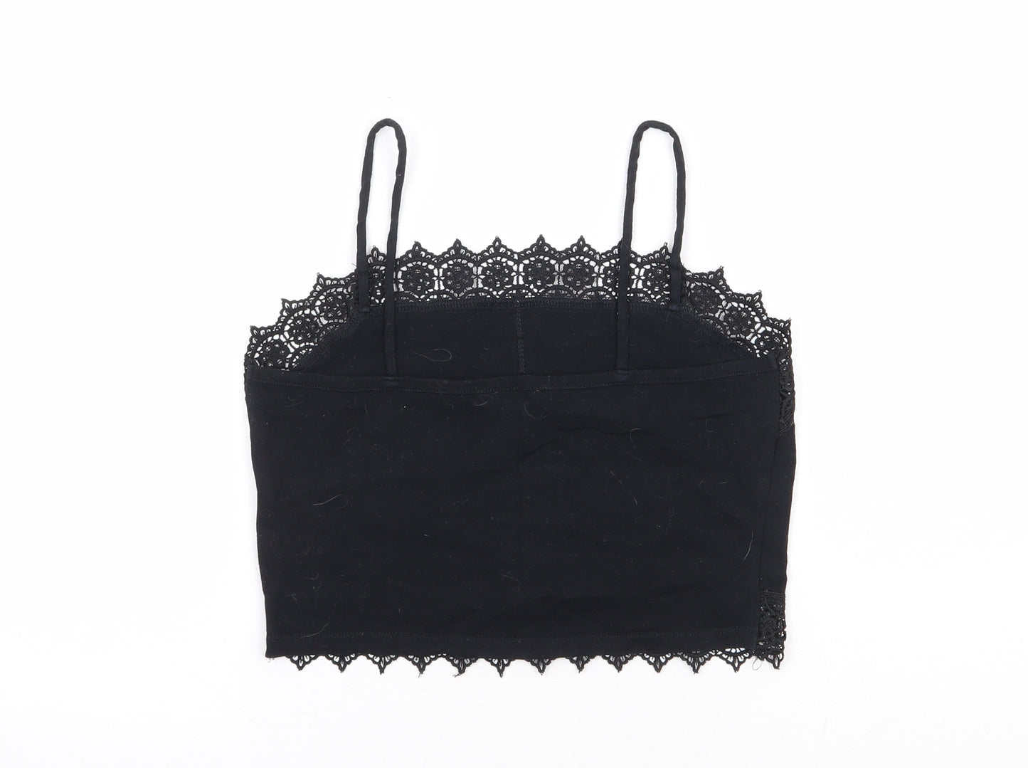 Primark Womens Black Cotton Camisole Tank Size 6 Square Neck