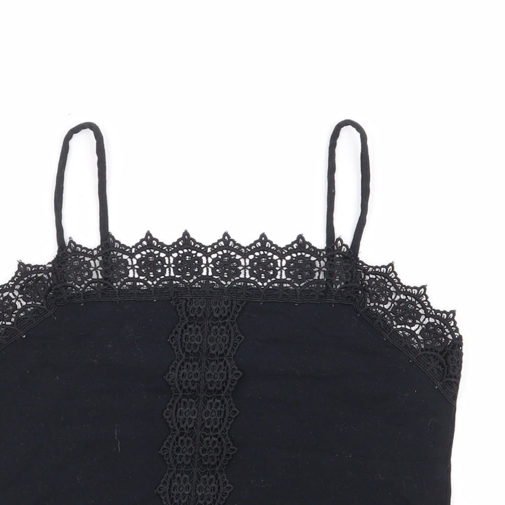 Primark Womens Black Cotton Camisole Tank Size 6 Square Neck