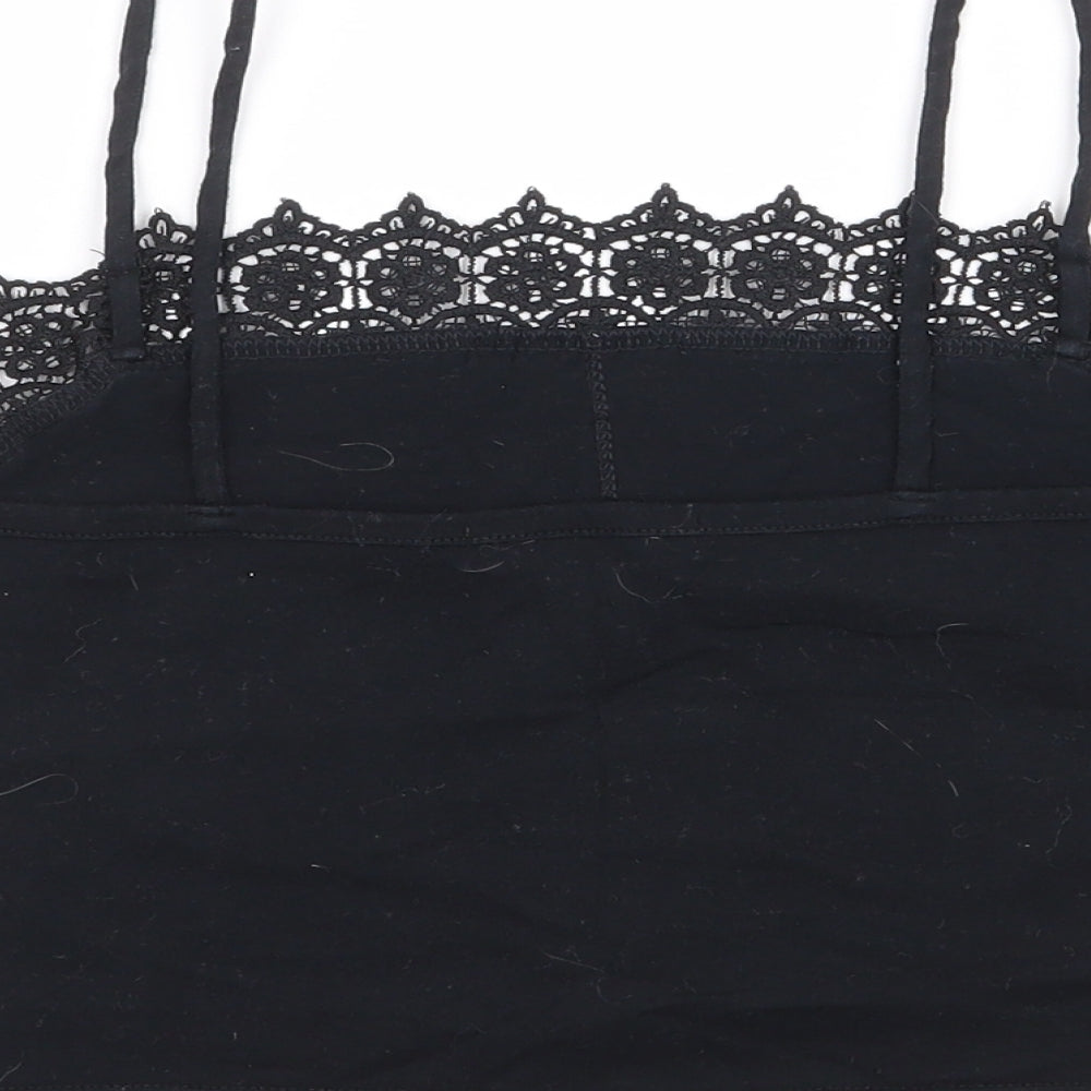 Primark Womens Black Cotton Camisole Tank Size 6 Square Neck