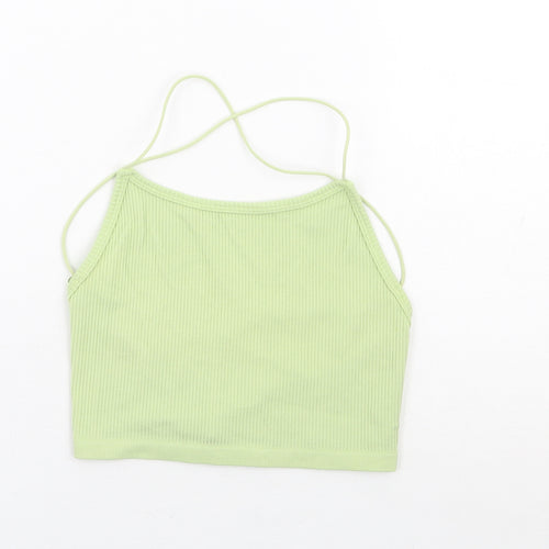 STR Womens Green Polyamide Camisole Tank Size S Round Neck - Ribbed Cross Back