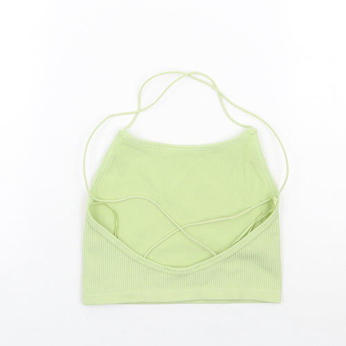 STR Womens Green Polyamide Camisole Tank Size S Round Neck - Ribbed Cross Back