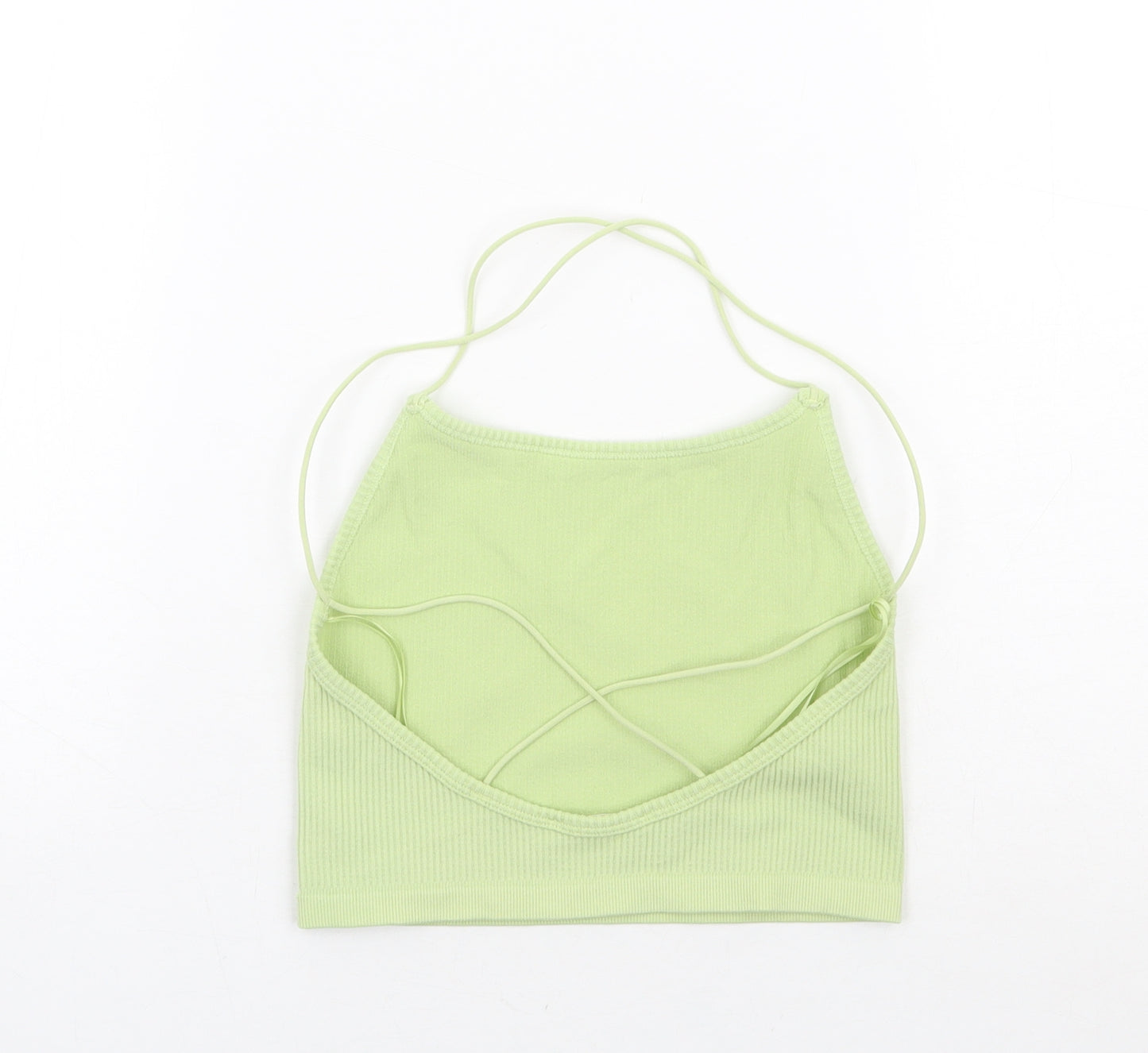 STR Womens Green Polyamide Camisole Tank Size S Round Neck - Ribbed Cross Back