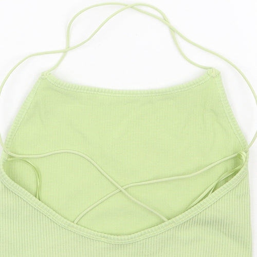 STR Womens Green Polyamide Camisole Tank Size S Round Neck - Ribbed Cross Back