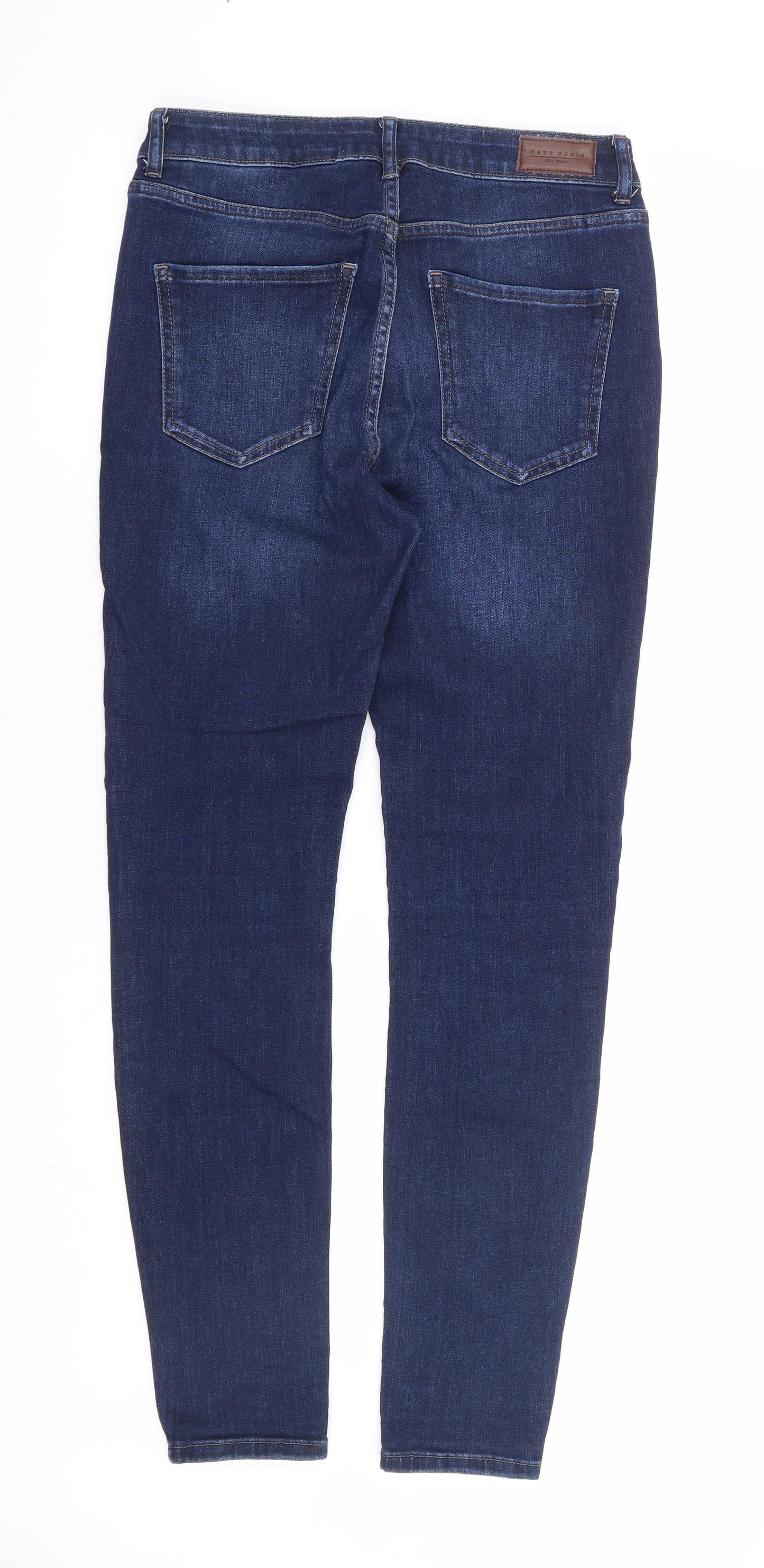 NEXT Womens Blue Cotton Skinny Jeans Size 12 L30 in Regular Zip - Soft Touch