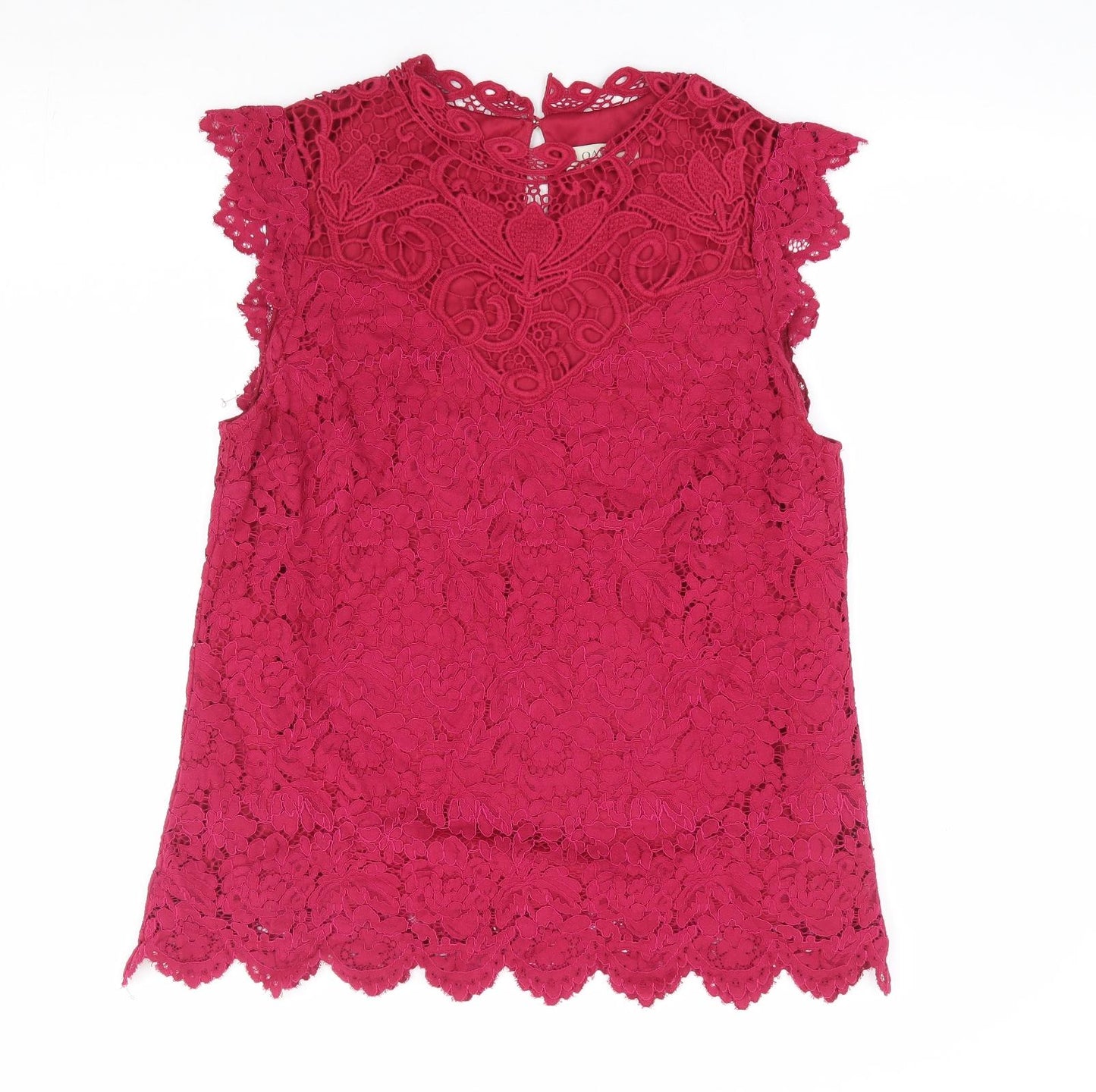 Oasis Womens Pink Floral Cotton Basic Blouse Size 16 Round Neck