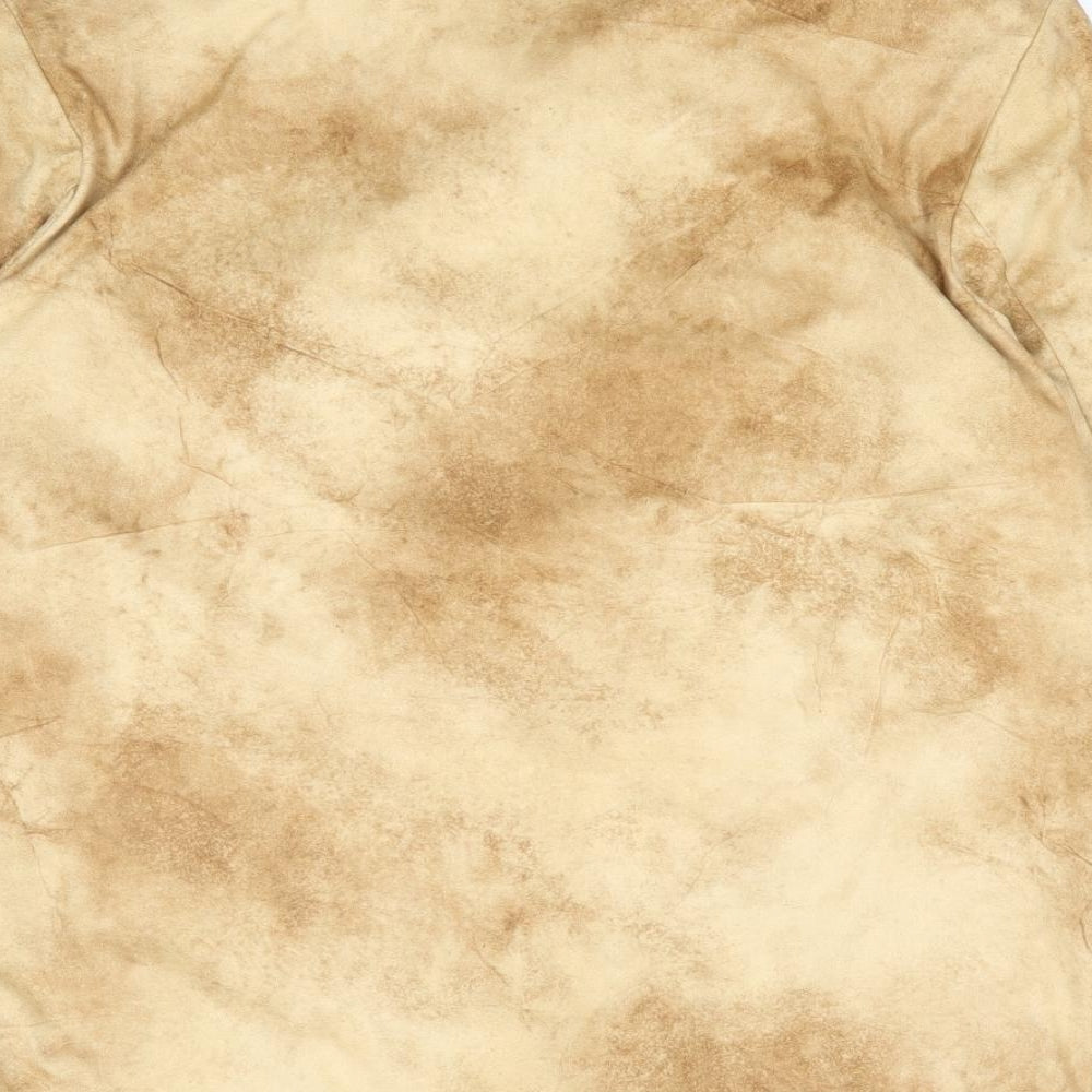 Hucke Woman Womens Beige Polyester Jersey Button-Up Size 12 Collared