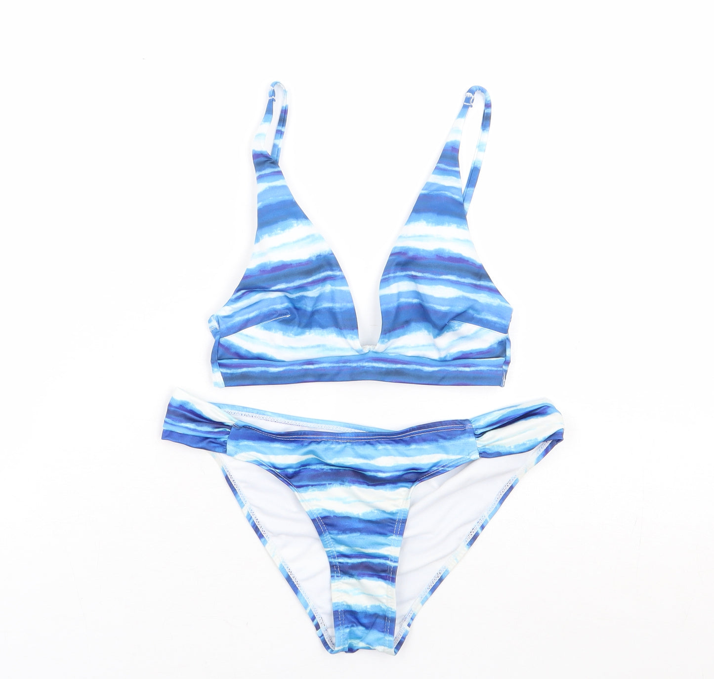Primark Womens Blue Geometric Polyester Bikini Size 6