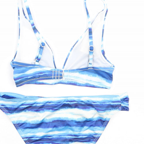 Primark Womens Blue Geometric Polyester Bikini Size 6