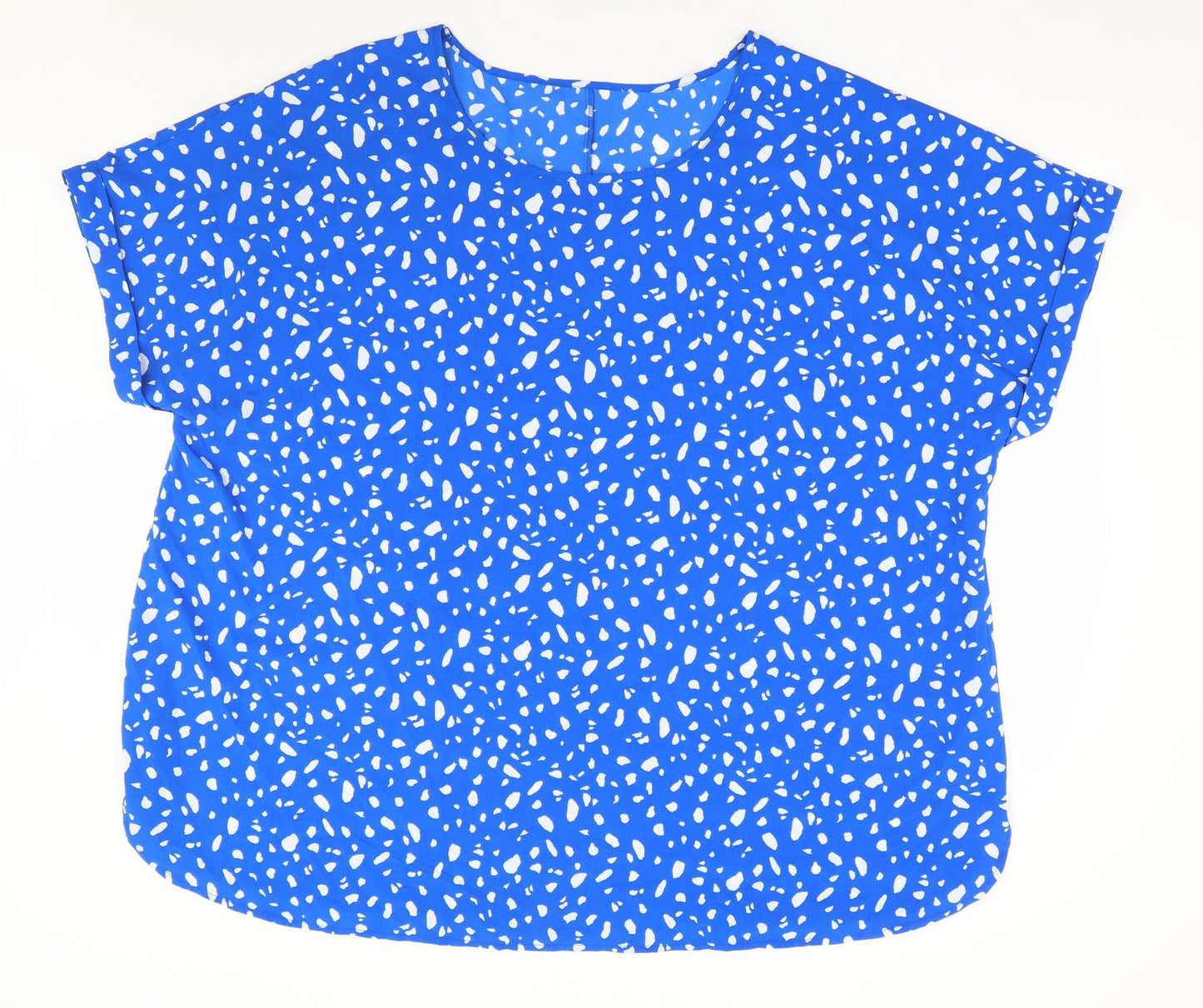 Yours Womens Blue Geometric Polyester Basic Blouse Size 26 Round Neck