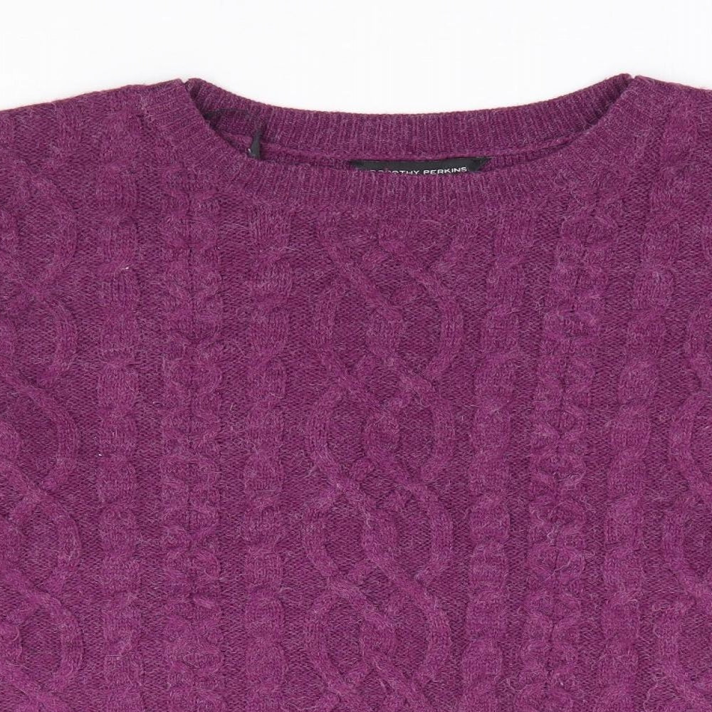 Dorothy Perkins Womens Purple Round Neck Acrylic Pullover Jumper Size 12