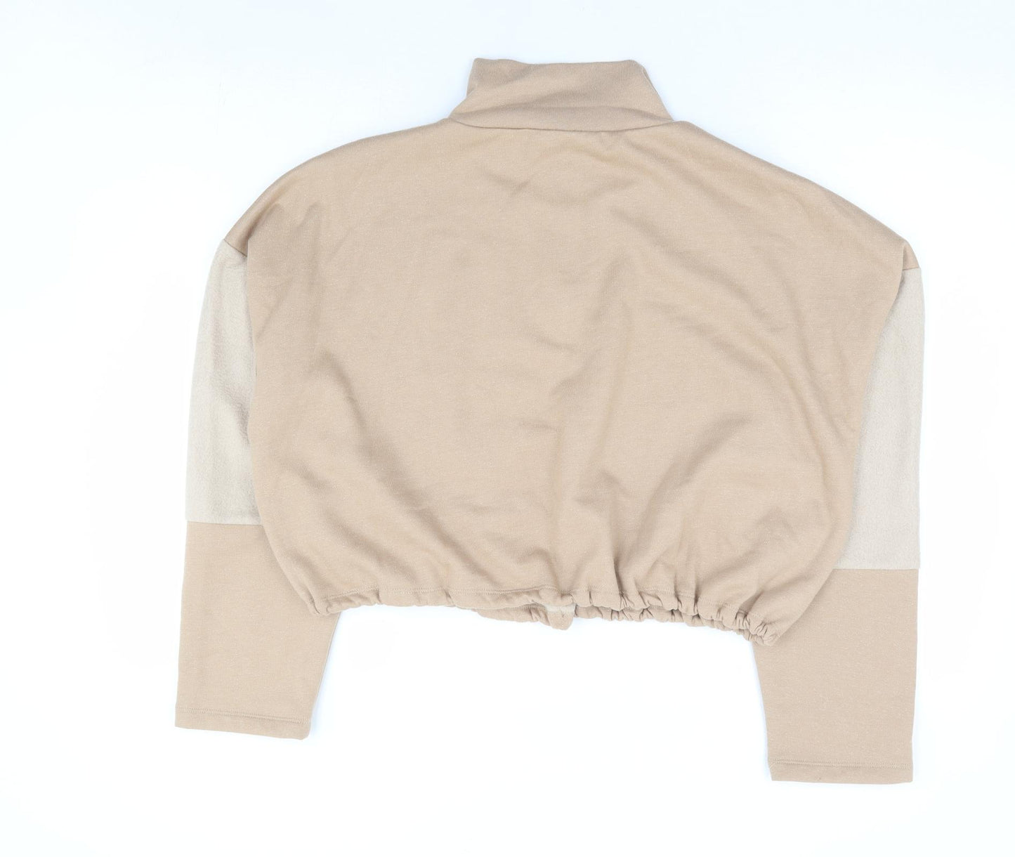 Topshop Womens Brown Polyester Pullover Sweatshirt Size L Zip - Cropped Batwing