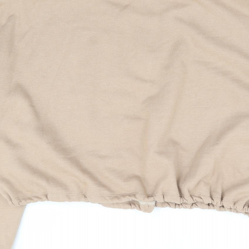 Topshop Womens Brown Polyester Pullover Sweatshirt Size L Zip - Cropped Batwing