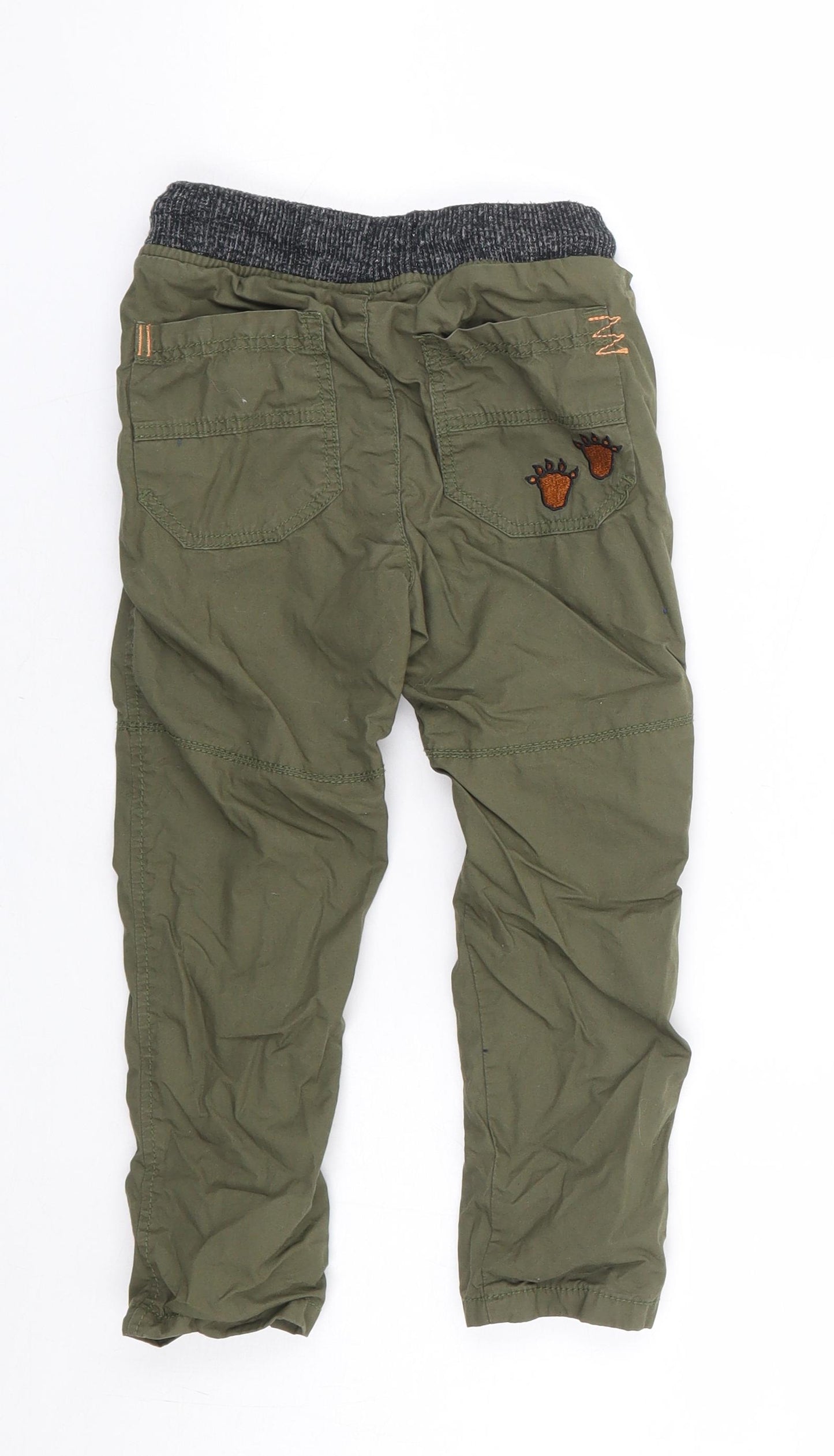 TU Boys Green Geometric Polyester Cargo Trousers Size 2-3 Years Regular Drawstring - The Gruffalo