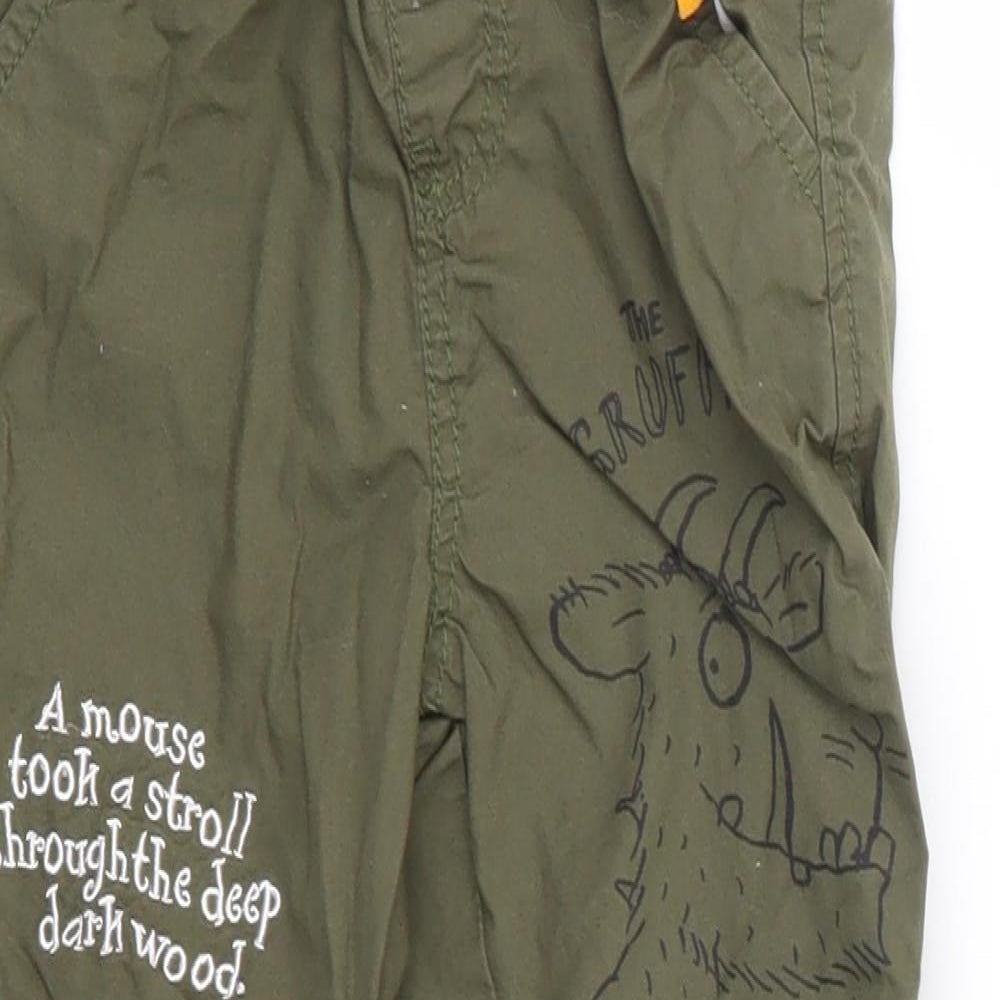 TU Boys Green Geometric Polyester Cargo Trousers Size 2-3 Years Regular Drawstring - The Gruffalo