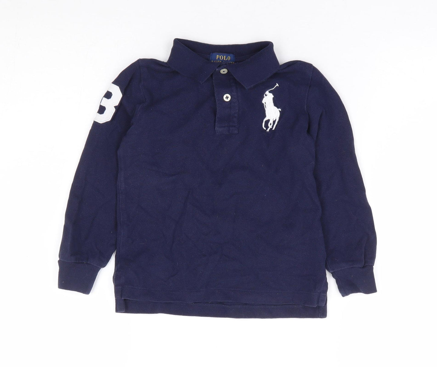 Polo Ralph Lauren Boys Blue 100% Cotton Basic Polo Size 4 Years Collared Button