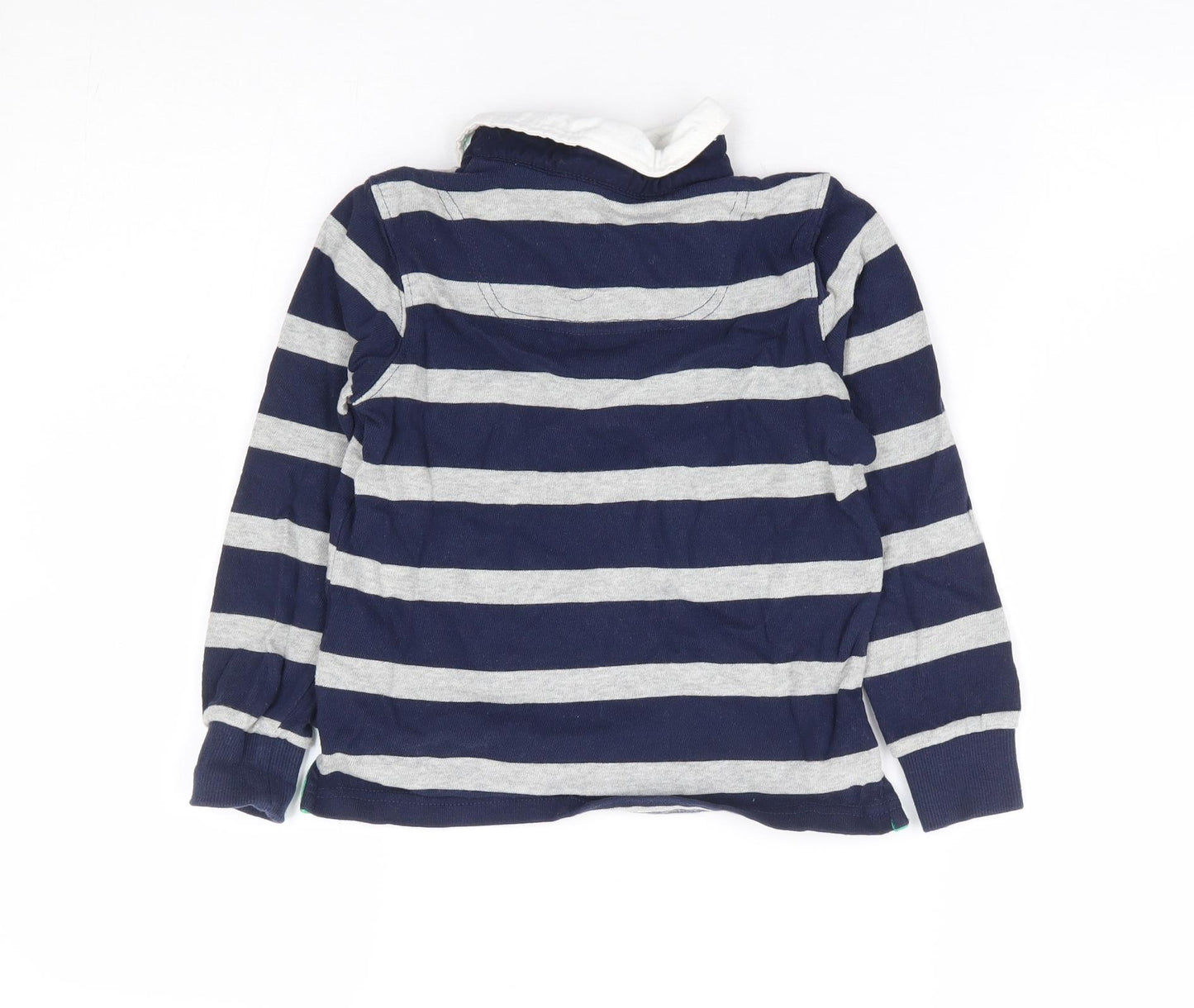 Joules Boys Blue Striped 100% Cotton Jersey Polo Size 5 Years Collared Button