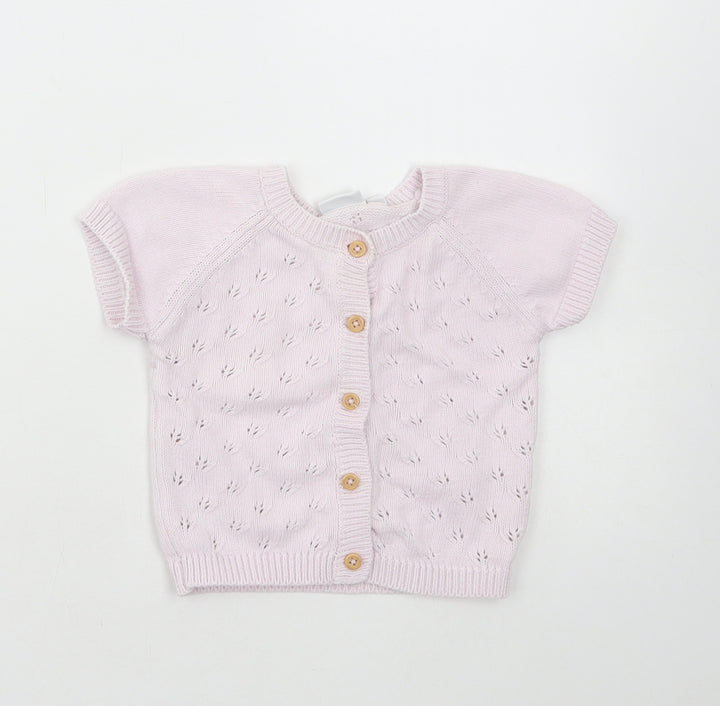 name it Girls Pink Cotton Cardigan Jumper Size 6-9 Months Button