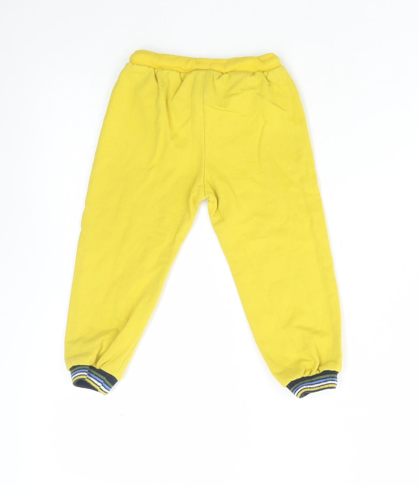 Mayoral Boys Yellow Cotton Jogger Trousers Size 24 Months Drawstring