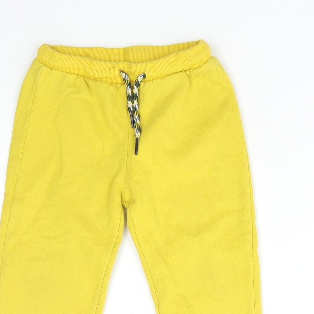 Mayoral Boys Yellow Cotton Jogger Trousers Size 24 Months Drawstring