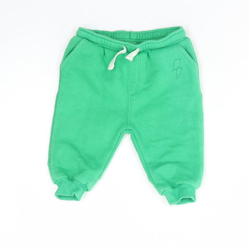 Leigh Tucker Boys Green Cotton Jogger Trousers Size 3-6 Months Drawstring