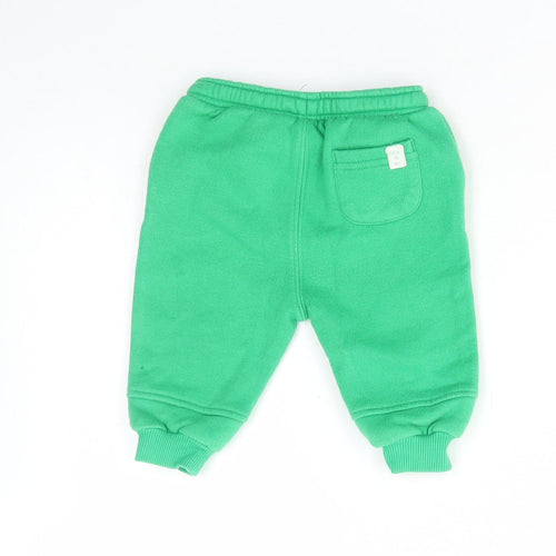 Leigh Tucker Boys Green Cotton Jogger Trousers Size 3-6 Months Drawstring