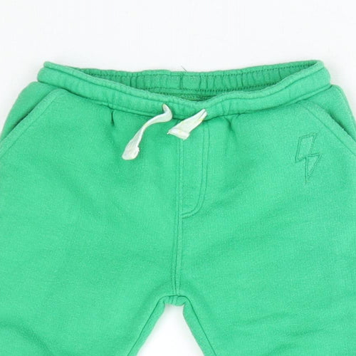 Leigh Tucker Boys Green Cotton Jogger Trousers Size 3-6 Months Drawstring