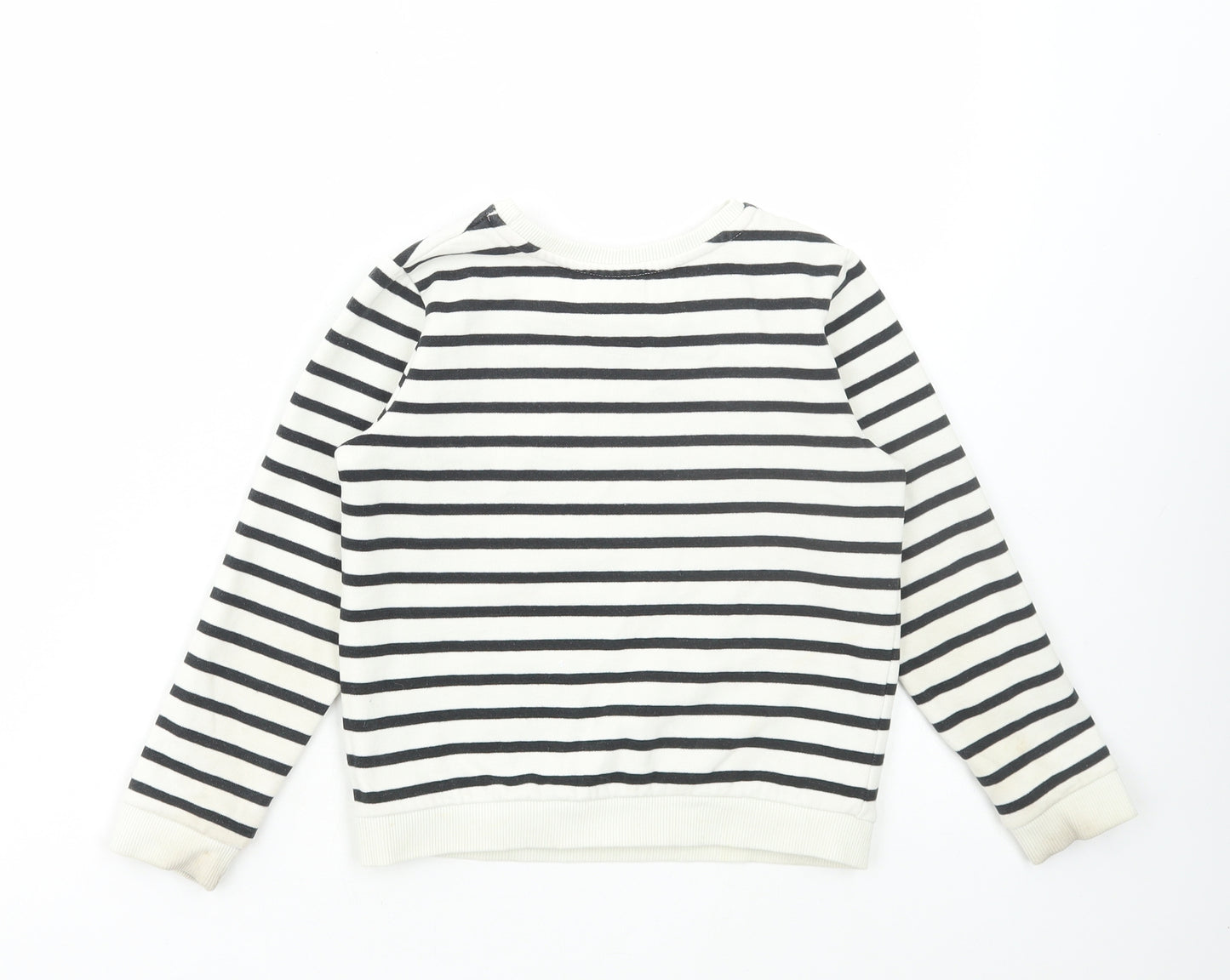 Preworn Girls White Striped Polyester Pullover Sweatshirt Size 6 Years Pullover - Mouse