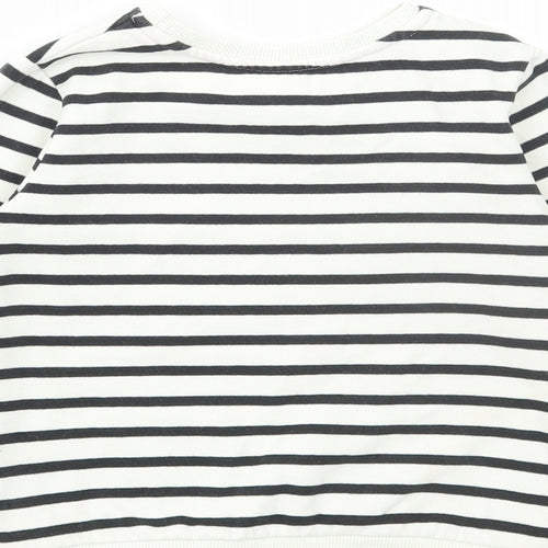 Preworn Girls White Striped Polyester Pullover Sweatshirt Size 6 Years Pullover - Mouse