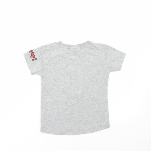 NEXT Boys Grey Cotton Basic T-Shirt Size 2-3 Years Round Neck Pullover - Mr Strong