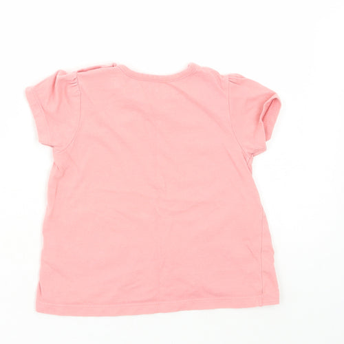 Nutmeg Girls Pink Floral Cotton Pullover Blouse Size 12-18 Months Round Neck Pullover