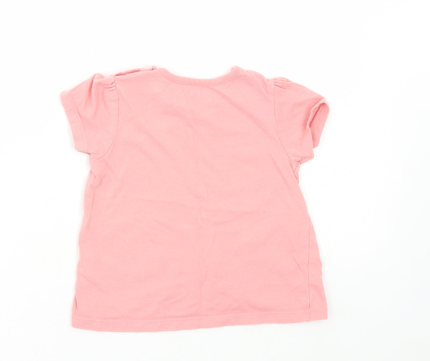 Nutmeg Girls Pink Floral Cotton Pullover Blouse Size 12-18 Months Round Neck Pullover
