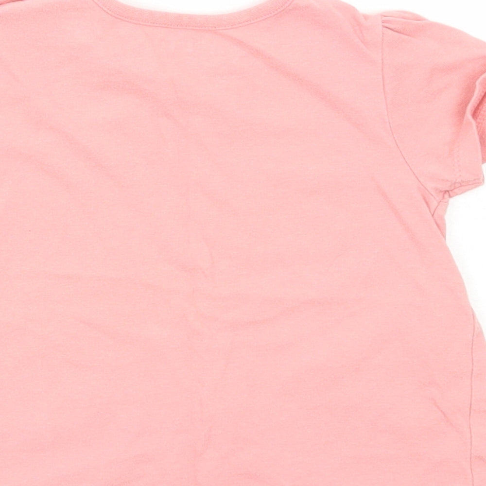 Nutmeg Girls Pink Floral Cotton Pullover Blouse Size 12-18 Months Round Neck Pullover