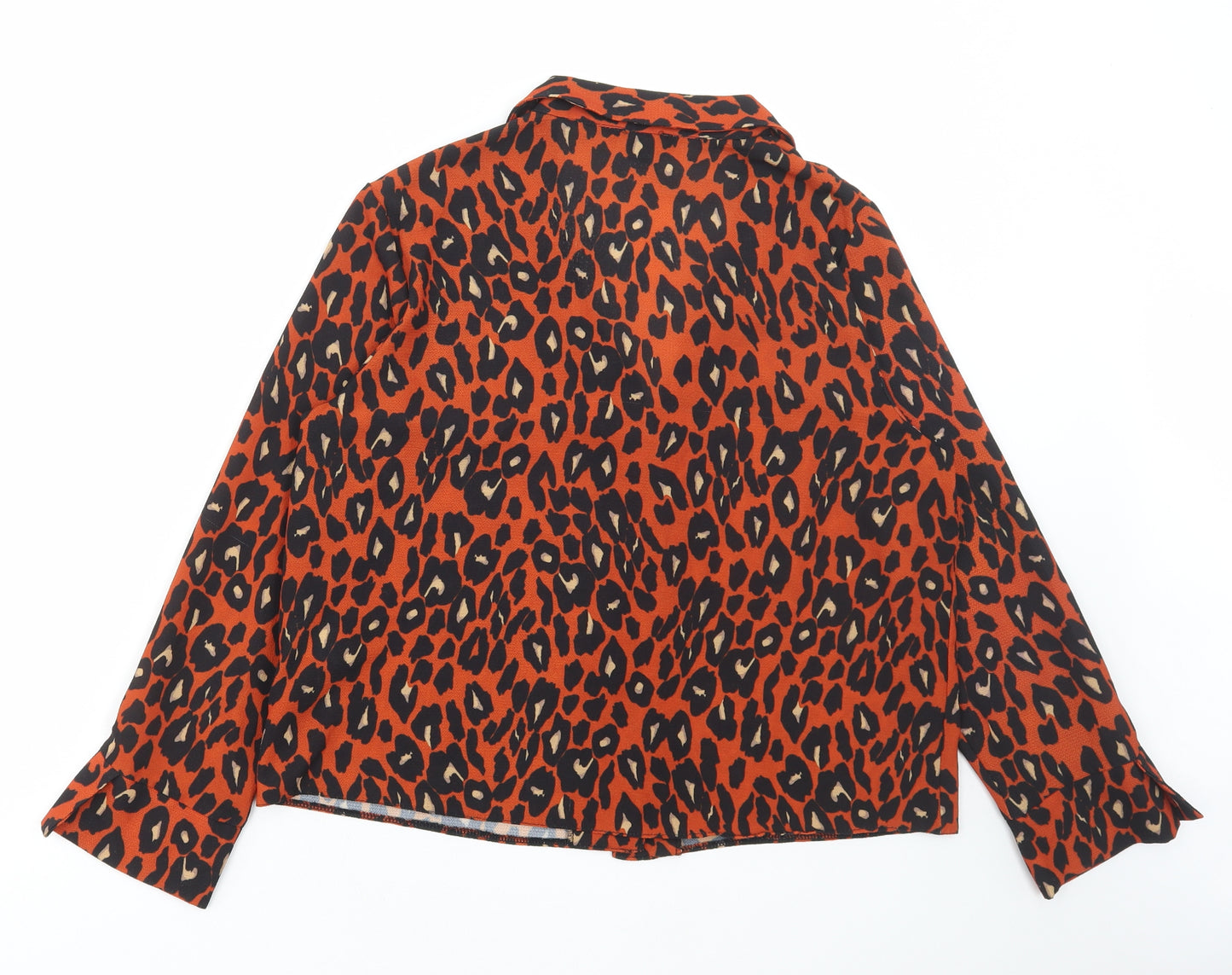 New Look Womens Brown Animal Print Polyester Basic Blouse Size 14 Collared - Leopard Print