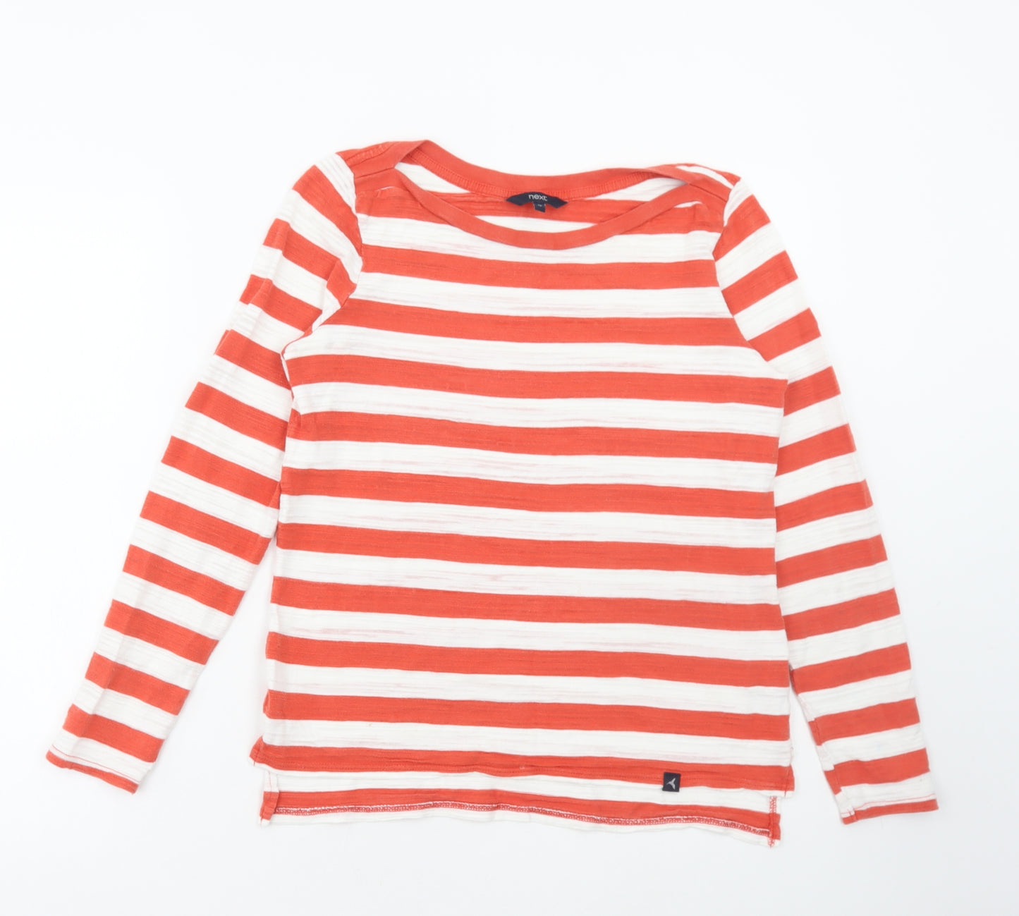 NEXT Womens Red Striped Cotton Basic T-Shirt Size 12 Round Neck