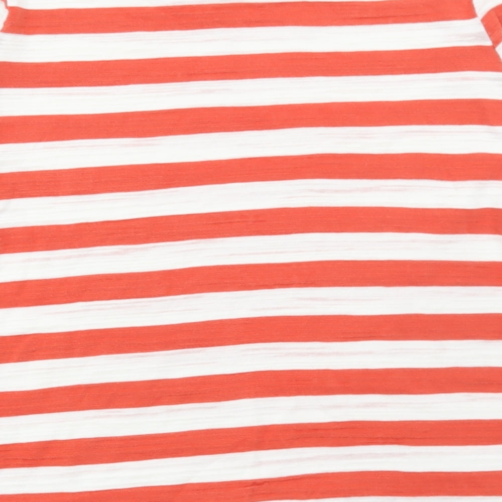 NEXT Womens Red Striped Cotton Basic T-Shirt Size 12 Round Neck
