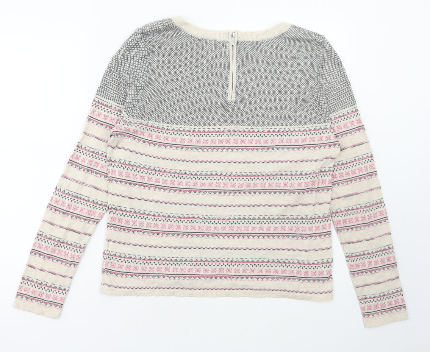 NEXT Womens Multicoloured Round Neck Fair Isle Cotton Pullover Jumper Size 12