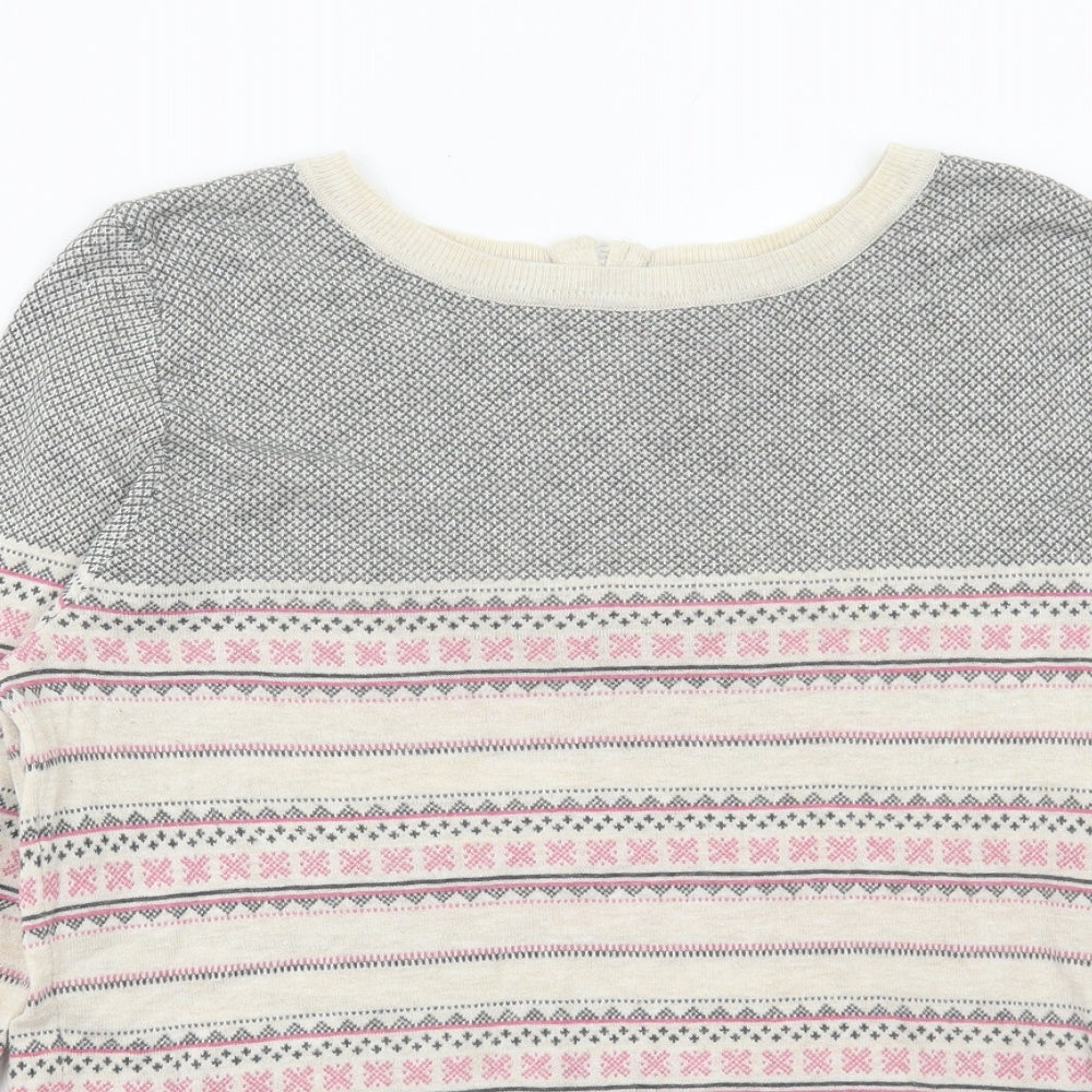 NEXT Womens Multicoloured Round Neck Fair Isle Cotton Pullover Jumper Size 12