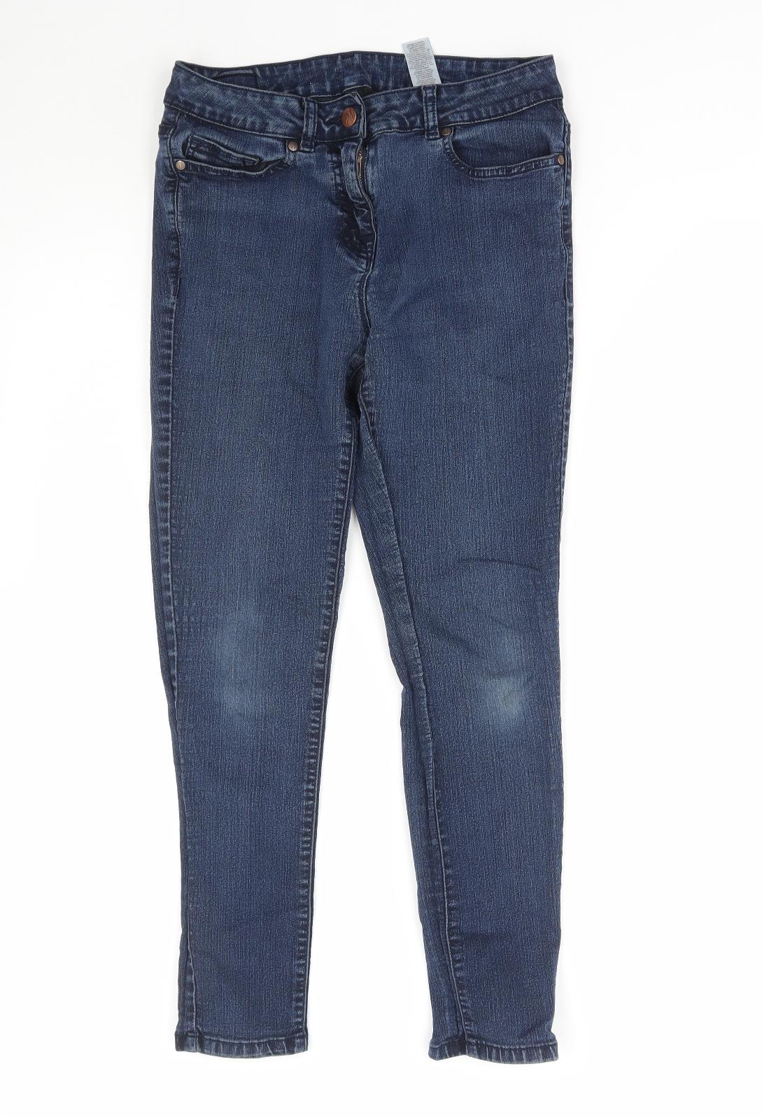 NEXT Womens Blue Modal Skinny Jeans Size 12 L27 in Regular Zip