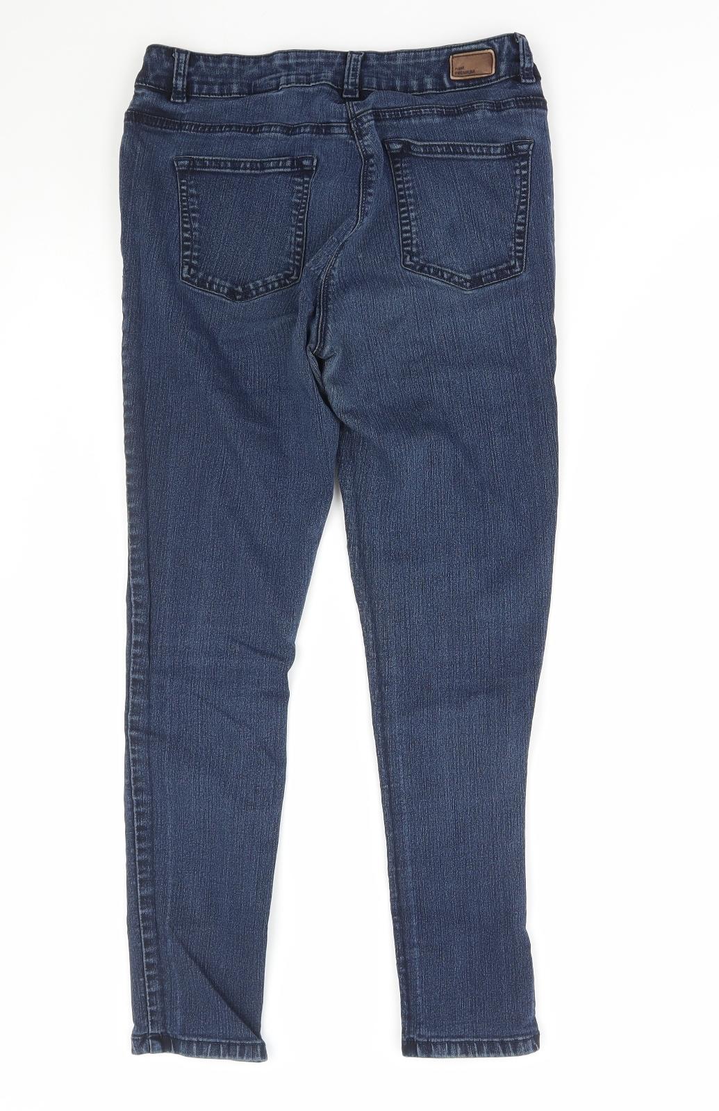 NEXT Womens Blue Modal Skinny Jeans Size 12 L27 in Regular Zip